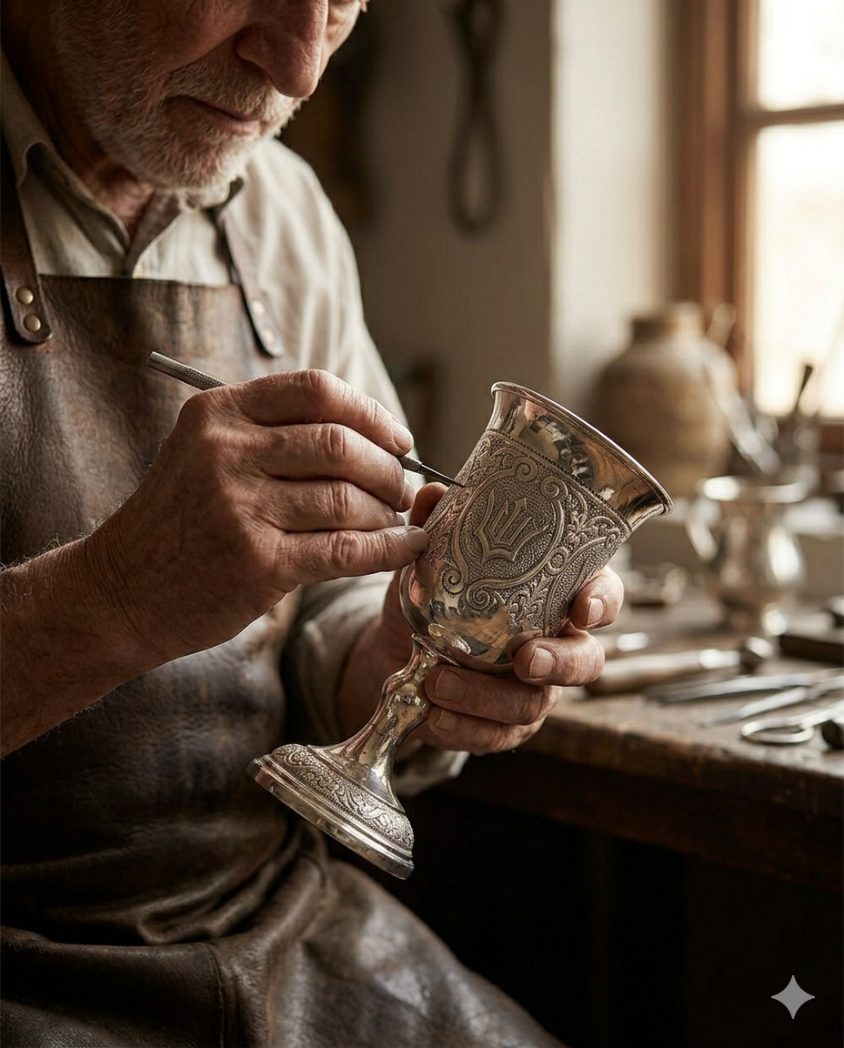 ידי אומן מחריטות גביע כסף