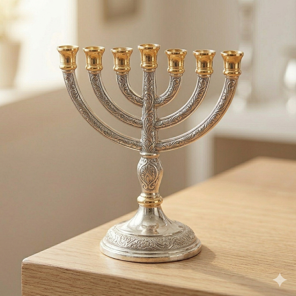 חנוכיית ציפוי זהב ירושלמי